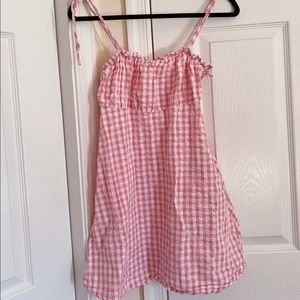 Pink gingham mini dress